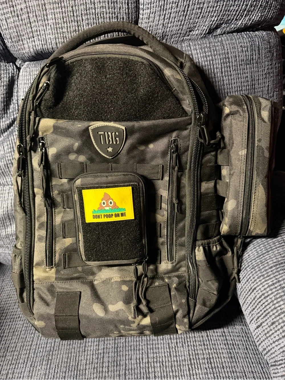 Diaper Bag Backpack and Baby Holder - Black Camo